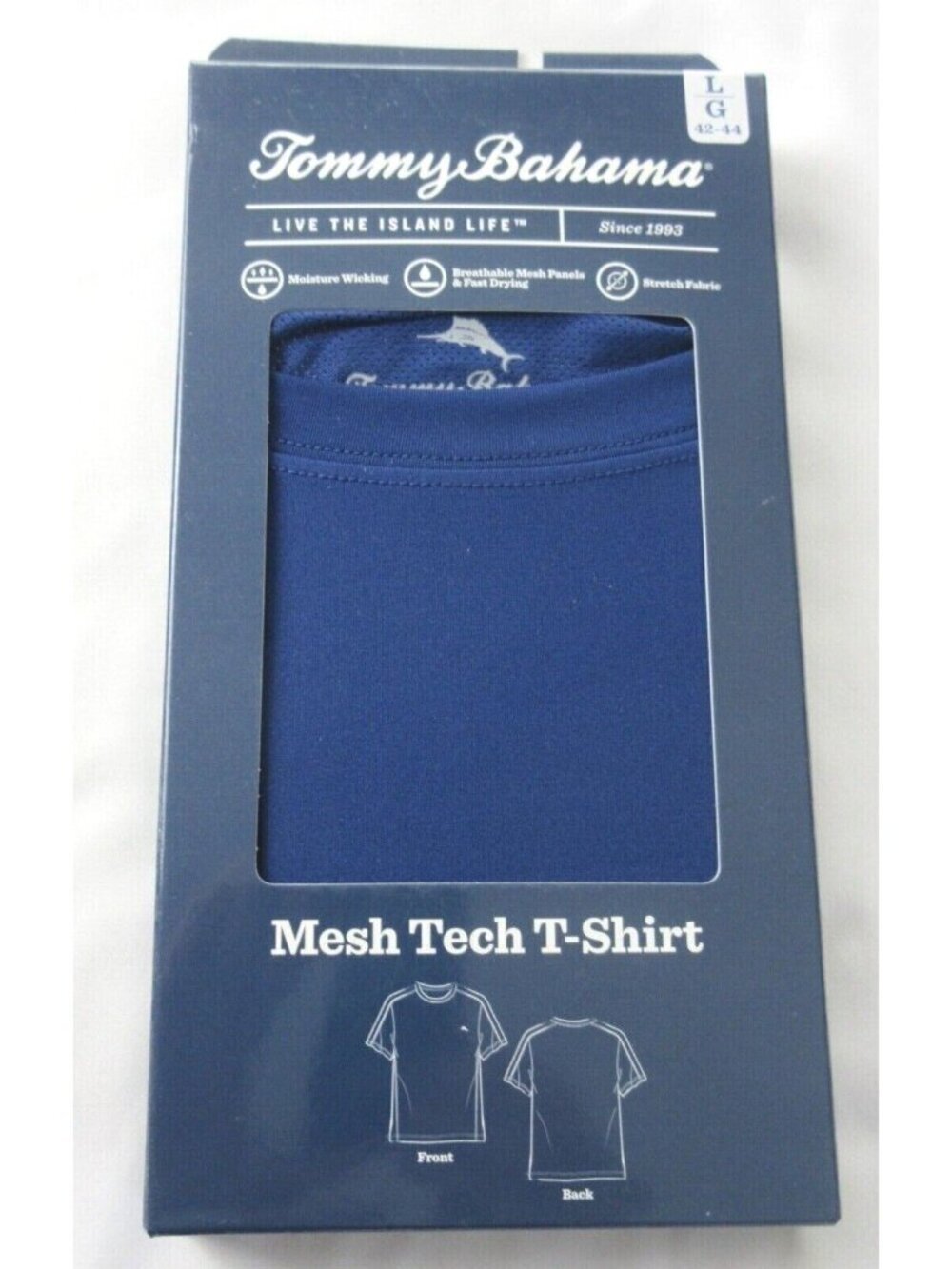 Tommy Bahama Men's Mesh Tech Stretch T Shirt Navy Blue Marlin Logo NIB SMALL - Picture 6 of 7